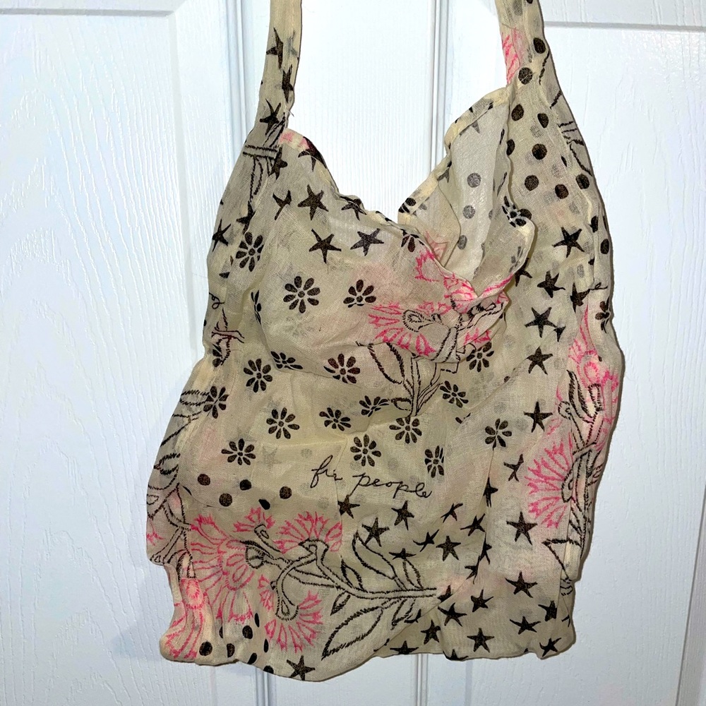 Free People white paisley lightweight hobo bag